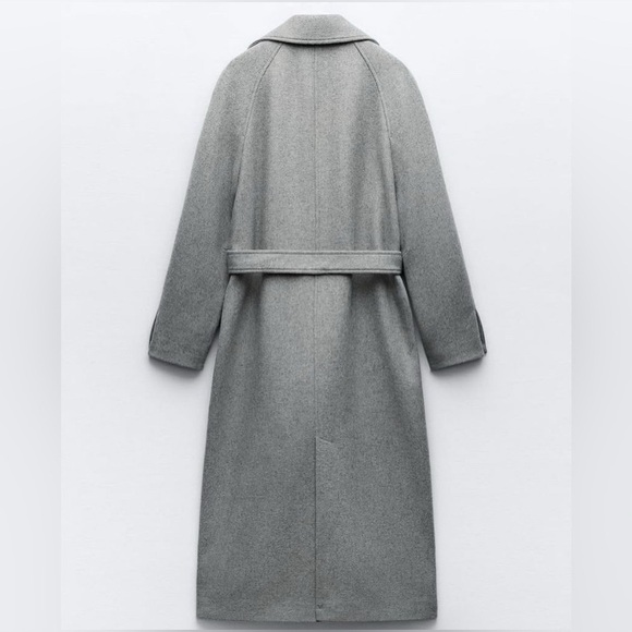 NEW WITH TAGS ZARA LONG LINE BELTED WOOL BLEND COAT - Picture 10 of 13
